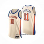 Camiseta New York Knicks Jalen Brunson NO 11 Ciudad Authentic 2025-26 Crema