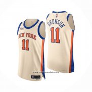 Camiseta New York Knicks Jalen Brunson NO 11 Ciudad Authentic 2025-26 Crema