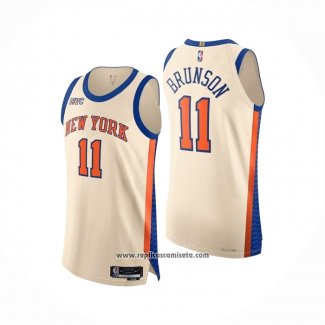 Camiseta New York Knicks Jalen Brunson NO 11 Ciudad Authentic 2025-26 Crema