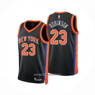 Camiseta New York Knicks Mitchell Robinson #23 Ciudad 2022-23 Negro