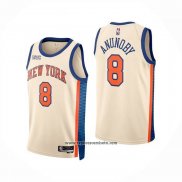 Camiseta New York Knicks Og Anunoby NO 8 Ciudad 2025-26 Crema