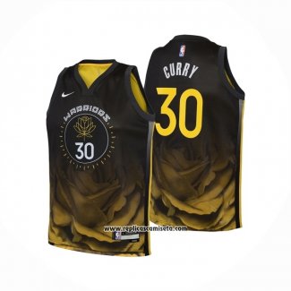 Camiseta Nino Golden State Warriors Stephen Curry #30 Ciudad 2022-23 Negro