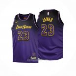Camiseta Nino Los Angeles Lakers LeBron James #23 Ciudad 2024-25 Violeta