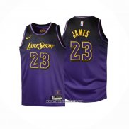 Camiseta Nino Los Angeles Lakers LeBron James #23 Ciudad 2024-25 Violeta