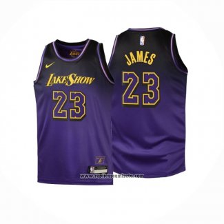 Camiseta Nino Los Angeles Lakers LeBron James #23 Ciudad 2024-25 Violeta