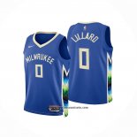 Camiseta Nino Milwaukee Bucks Damian Lillard #0 Ciudad 2022-23 Azul