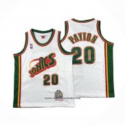 Camiseta Nino Seattle SuperSonics Gary Payton #20 Historic Retro Blanco