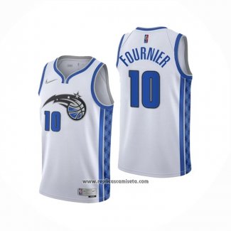 Camiseta Orlando Magic Evan Fournier #10 Earned 2020-21 Blanco