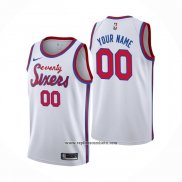 Camiseta Philadelphia 76ers Personalizada Hardwood Classic Blanco