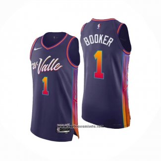 Camiseta Phoenix Suns Devin Booker #1 Ciudad Autentico 2023-24 Violeta