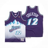 Camiseta Utah Jazz John Stockton #12 Hardwood Classics Throwback 1996-97 Violeta
