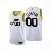 Camiseta Utah Jazz Jordan Clarkson #00 Association 2022-23 Blanco