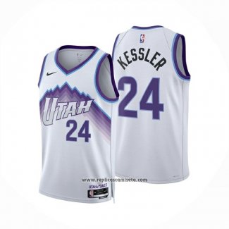 Camiseta Utah Jazz Walker Kessler NO 24 Association 2025-26 Blanco