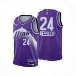 Camiseta Utah Jazz Walker Kessler #24 Ciudad 2023-24 Violeta