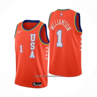 Camiseta 2020 Rising Star Zion Williamson #1 USA Naranja