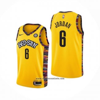 Camiseta Brooklyn Nets Deandre Jordan #6 Ciudad 2020-21 Amarillo