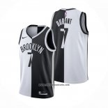 Camiseta Brooklyn Nets Kevin Durant #7 Split Negro Blanco