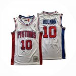 Camiseta Detroit Pistons Dennis Rodman NO 10 Mitchell & Ness 1988-89 Blanco