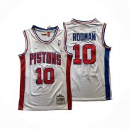 Camiseta Detroit Pistons Dennis Rodman NO 10 Mitchell & Ness 1988-89 Blanco