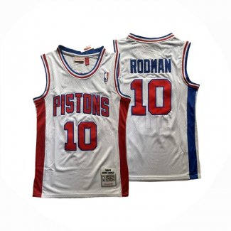 Camiseta Detroit Pistons Dennis Rodman #10 Mitchell & Ness 1988-89 Blanco