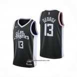 Camiseta Los Angeles Clippers Paul George #13 Ciudad 2020-21 Negro