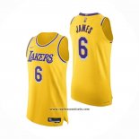 Camiseta Los Angeles Lakers LeBron James #6 Icon Autentico Amarillo