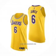 Camiseta Los Angeles Lakers LeBron James #6 Icon Autentico Amarillo