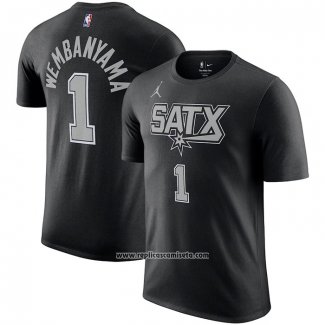 Camiseta Manga Corta San Antonio Spurs Victor Wembanyama Statement 2022-23 Negro