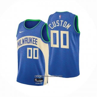 Camiseta Milwaukee Bucks Personalizada Ciudad 2023-24 Azul