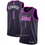 Camiseta Minnesota Timberwolves Anthony Edwards #1 Ciudad 2018-19 Violeta