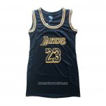Camiseta Mujer Los Angeles Lakers Lebron James #23 Ciudad Negro
