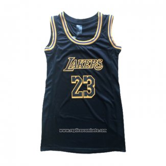 Camiseta Mujer Los Angeles Lakers Lebron James #23 Ciudad Negro