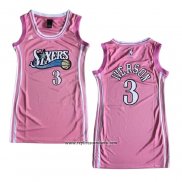 Camiseta Mujer Philadelphia 76ers Allen Iverson #3 Rosa