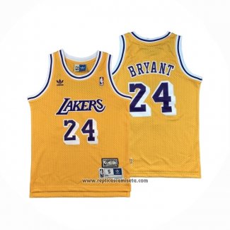 Camiseta Nino Los Angeles Lakers Kobe Bryant NO 24 Hardwood Classic Amarillo