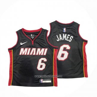 Camiseta Nino Miami Heat LeBron James #6 Icon Negro