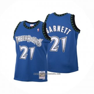 Camiseta Nino Minnesota Timberwolves Kevin Garnett #21 Hardwood Classics Throwback 2003-04 Azul