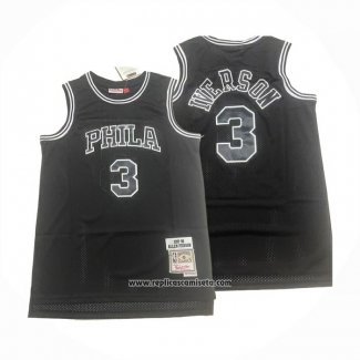 Camiseta Philadelphia 76ers Allen Iverson NO 3 Mitchell & Ness 1997-98 Negro1