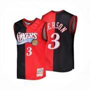 Camiseta Philadelphia 76ers Allen Iverson NO 3 Mitchell & Ness 2000-01 Negro Rojo