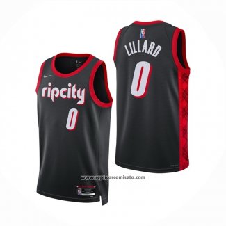 Camiseta Portland Trail Blazers Damian Lillard #0 Ciudad 2021-22 Negro