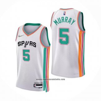 Camiseta San Antonio Spurs Dejounte Murray #5 Ciudad 2021-22 Blanco