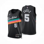 Camiseta San Antonio Spurs Stephon Castle NO 5 Ciudad 2025-26 Negro
