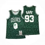 Camiseta Boston Celtics Bape NO 93 Slap Sticker Mitchell & Ness 1985-86 Verde
