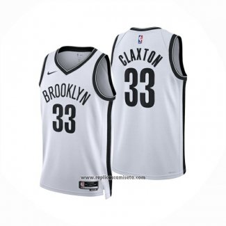 Camiseta Brooklyn Nets Nic Claxton NO 33 Association 2024-25 Blanco