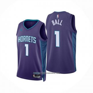 Camiseta Charlotte Hornets LaMelo Ball NO 1 Statement 2024-25 Violeta