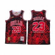 Camiseta Chicago Bulls Michael Jordan NO 23 Mitchell & Ness 1995-96 Negro Rojo
