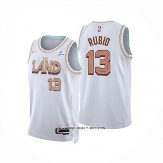 Camiseta Cleveland Cavaliers Ricky Rubio #13 Ciudad 2022-23 Blanco