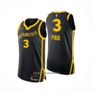 Camiseta Golden State Warriors Chris Paul #3 Ciudad Autentico 2023-24 Negro