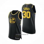 Camiseta Golden State Warriors Stephen Curry #30 Ciudad 2021-22 Autentico Negro