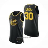 Camiseta Golden State Warriors Stephen Curry #30 Ciudad 2021-22 Autentico Negro