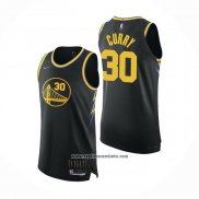 Camiseta Golden State Warriors Stephen Curry #30 Ciudad 2021-22 Autentico Negro